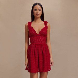 Ezra Lace Mini Dress - Deep Red Size XXS